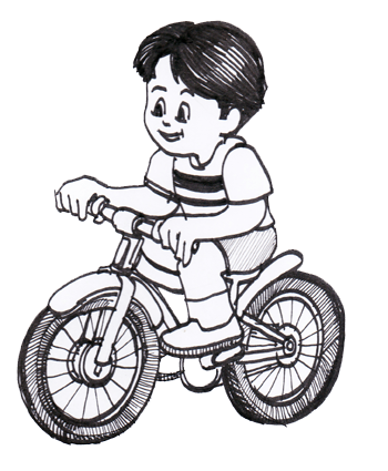 boy biking without helmet